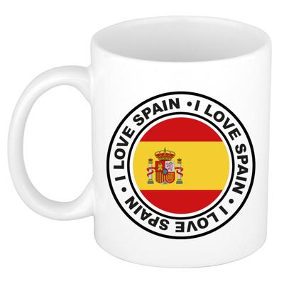 Cadeau koffiemok Spanje - vlag - I love - 300 ml - keramiek - landen thema - support