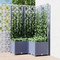 VidaXL Plantenbak met latwerk 80x80x136 cm polypropeen blauwgrijs