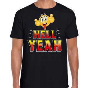 Funny emoticon t-shirt Hell yeah zwart heren