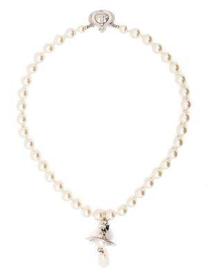 Vivienne Westwood collier ras-du-cou à perles artificielles - Blanc