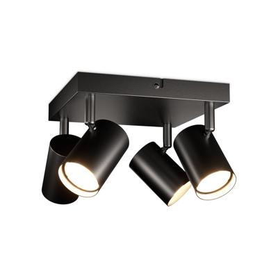 HOFTRONIC™ Lark - LED Plafondlamp - 4 spots - GU10 Fitting - Kantelbaar & Draaibaar - Zwart - Vierkant