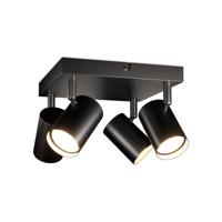 HOFTRONIC™ Lark - LED Plafondlamp - 4 spots - GU10 Fitting - Kantelbaar & Draaibaar - Zwart - Vierkant