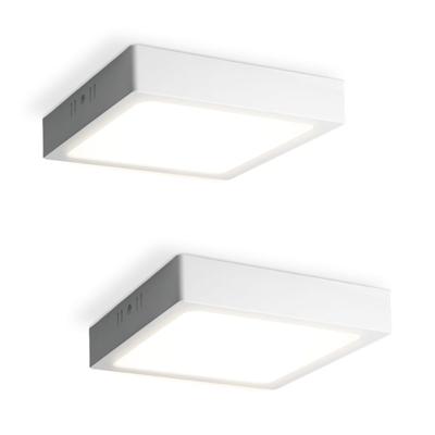 Set van 2 Carolina opbouwspots vierkant - 12 Watt 1160 Lumen - Wit - 4000K neutraal wit - LED downlight - IP20 stofdicht - 160mm