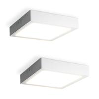 Set van 2 Carolina opbouwspots vierkant - 12 Watt 1160 Lumen - Wit - 4000K neutraal wit - LED downlight - IP20 stofdicht - 160mm