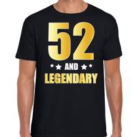 52 and legendary verjaardag cadeau t-shirt - zwart - gouden letters - heren - 52 jaar geworden