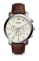 Horlogeband Fossil BQ1280 Leder Bruin 22mm