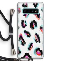 Cheetah color: Samsung Galaxy S10 Plus Transparant Hoesje met koord