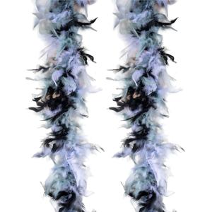 Carnaval verkleed boa met veren - 2x - zwart/wit - 200 cm - 45 gram - Glitter and Glamour