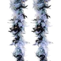 Carnaval verkleed boa met veren - 2x - zwart/wit - 200 cm - 45 gram - Glitter and Glamour