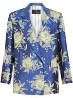 ETRO blazer boutonné à fleurs en jacquard - Bleu - thumbnail