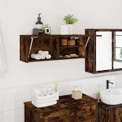 Badkamerwandkast 80x25x30 cm bewerkt hout gerookt eikenkleurig