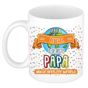 Naam mok papa Cornelis - wit - de beste - keramiek - 300 ml - Vaderdag/verjaardag