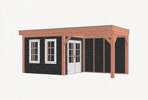 Trendhout Buitenverblijf Refter XL 600x285 cm - Combinatie 1- Plat dak- Onbehandeld lariks Douglas hout- Trendhout