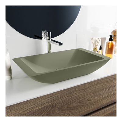 Waskom Mondiaz Topi | 60x10x35 cm | Solid Surface | Vrijstaand | Rechthoekig | Army