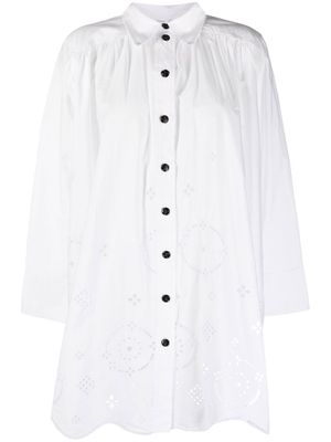 GANNI robe-chemise à manches longues - Blanc