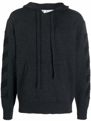 Off-White hoodie en maille à rayures diagonales - Gris