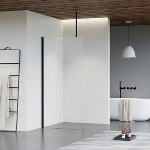 Fortifura Galeria inloopdouche - 30x200cm - helder glas - plafondarm - mat zwart SW797909/SW797905/SW804542
