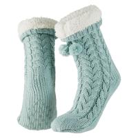 Apollo Huissloffen - dames - gebreid - slofsokken - lichtblauw - one size maat 35/41 - fleece Apollo Huissloffen - dames - gebreid - slofsokken - lichtblauw - one size maat 35/41 - fleece