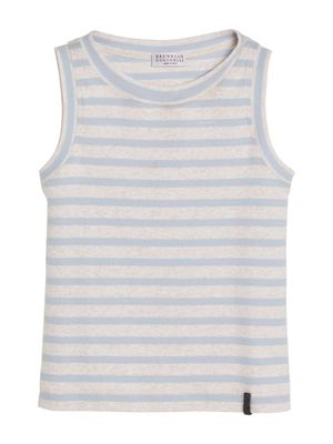 Brunello Cucinelli Kids Gestreepte tanktop - Blauw