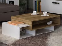 Rechthoekige salontafel TABLO 105 cm wit/walnoot - thumbnail