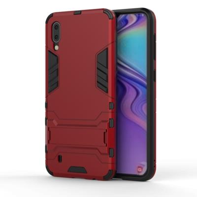 Schokbestendige PC + TPU Case voor Galaxy M10 met houder (rood)
