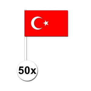50 Turkse zwaaivlaggetjes 12 x 24 cm