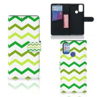Alcatel 1S (2021) | Telefoon Hoesje | Zigzag Groen | Portemonnee hoesje