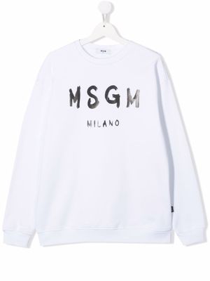 MSGM Kids sweat à logo imprimé - Blanc