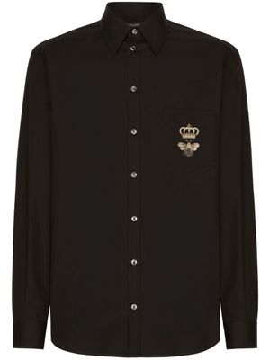 Dolce & Gabbana chemise en coton à logo brodé - Noir