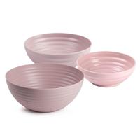 Plasticforte onbreekbaar servies schalen set - roze - kunststof - 3 formaten - 10x stuks