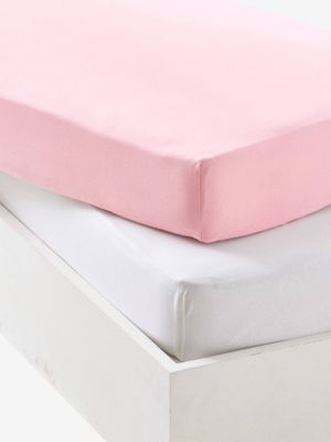 Set van twee babyhoeslakens uit rekbare jersey roze pale