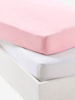 Set van twee babyhoeslakens uit rekbare jersey roze pale - thumbnail