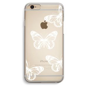 White butterfly: iPhone 6 / 6S Transparant Hoesje