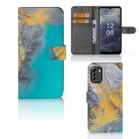 Nokia G60 Bookcase Marble Blue Gold - thumbnail