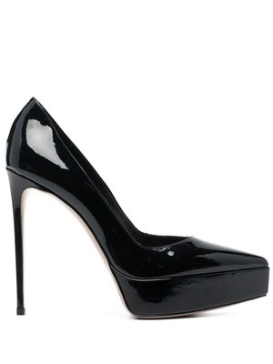 Le Silla sandales en cuir verni à plateforme 130 mm - Noir