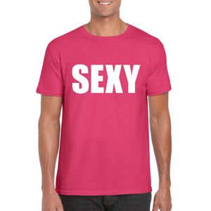 Sexy tekst t-shirt roze heren