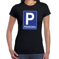 Pensioen P cadeau t-shirt zwart dames - thumbnail