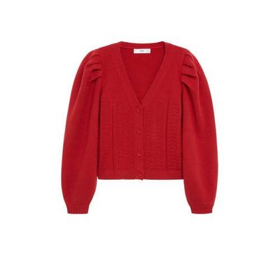 Mango gebreid vest met plooien rood Mango gebreid vest met plooien rood