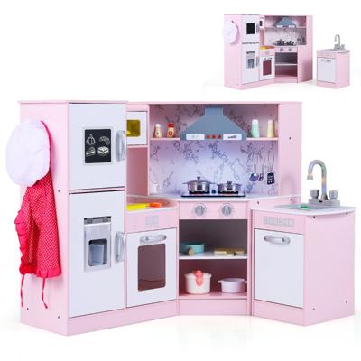 Kinderkeuken voor Kinderen 3+ Hout Speelkeuken met Licht en Geluid Houten Keuken Hoek met Bord Incl. Accessoires (Roze) Kinderkeuken voor Kinderen 3+ Hout Speelkeuken met Licht en Geluid Houten Keuken Hoek met Bord Incl. Accessoires (Roze)