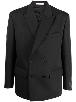 Valentino Garavani blazer en laine vierge à boutonnière croisée - Gris