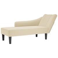Chaise longue met rechterarmleuning stof crèmekleurig