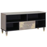TV-kast Grijs en Goud 100 x 33.5 x 46 cm Massief mangohout