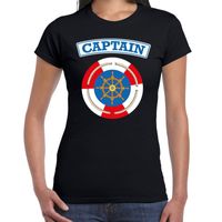Kapitein/captain verkleed t-shirt zwart voor dames - thumbnail