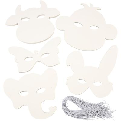 Creativ Company Dierenmaskers, h: 13-24 cm, b: 20-28 cm, 230 gr, wit, 100 stuk/ 1 doos