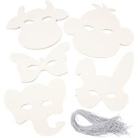 Creativ Company Dierenmaskers, h: 13-24 cm, b: 20-28 cm, 230 gr, wit, 100 stuk/ 1 doos
