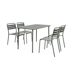 sweeek - Metalen tuintafel, 4 stoelen