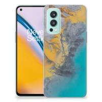 OnePlus Nord 2 5G | TPU | Siliconen hoesje | Marble Blue Gold