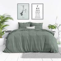Dekbedovertrek Stone Washed - Lits-Jumeaux (240x220 cm) - Groen Katoen - Dessin: Effen - Dreamhouse - Dekbed-Discounter.nl