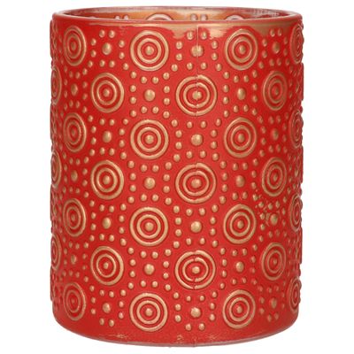 Luxe theelichthouder/kaarsenhouder - rood/goud - glas - D10 x H12 cm