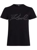 Karl Lagerfeld t-shirt Signature à ornements strassés - Noir - thumbnail